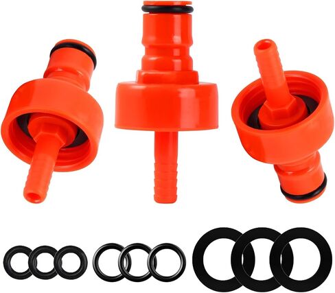 Carbonation Cap, 3 Pack Ball Lock PET Bottle Filler for Soda Beer | Red, Plastic, 9 Spare O-Rings, No Leakage, O.D 5/16" Barb, Pressure Forced, for Soda Bottle | PET Bottle | 2 Liter Bottle in Saudi Arabia