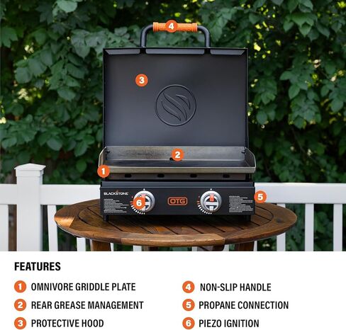 Blackstone Griddle 22 بوصة، OTG شواية سطح الطاولة الخارجية مع غطاء مدمج، ومجموعة قطع وسكاكين ملحقات Blackstone، شواية محمولة للتخييم، والشواء بالباب الخلفي، والطهي in Kuwait