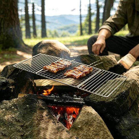 Bushcraft Stainless BBQ Cooking Campfire Grill Grate, 304 Stainless Steel Mesh for Camping, Campfires, Backpacking, Hunting & Fishing Gear in Saudi Arabia
