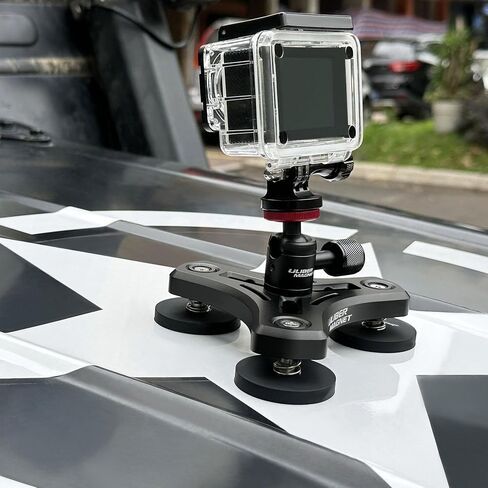 ULIBERMAGNET Magnetic Camera Mount, 80LB Heavy Duty Metal Car Adjustable Magnetic Mobile Camera Holder with Mini Ball Head,Strong Rubber Coated Magnet with 1/4’’-20 Male Thread Stud for GoPro in Kuwait