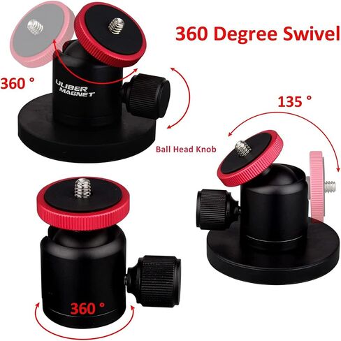ULIBERMAGNET Magnetic Camera Mount, 80LB Heavy Duty Metal Car Adjustable Magnetic Mobile Camera Holder with Mini Ball Head,Strong Rubber Coated Magnet with 1/4’’-20 Male Thread Stud for GoPro in Kuwait