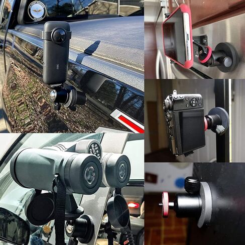 ULIBERMAGNET Magnetic Camera Mount, 80LB Heavy Duty Metal Car Adjustable Magnetic Mobile Camera Holder with Mini Ball Head,Strong Rubber Coated Magnet with 1/4’’-20 Male Thread Stud for GoPro in Kuwait