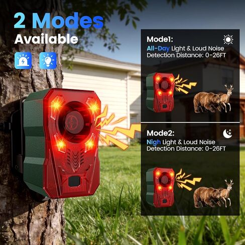 Solar Outdoor Motion Sensor Alarm - Dog Barking Alarm for Farm Yard | 4 Volume Adjust, 130dB Loud & Strobe Light, 10 Sounds, IP 65 Waterproof Motion Detector Alarm to Deter Deer, Raccoon, Bear in Kuwait