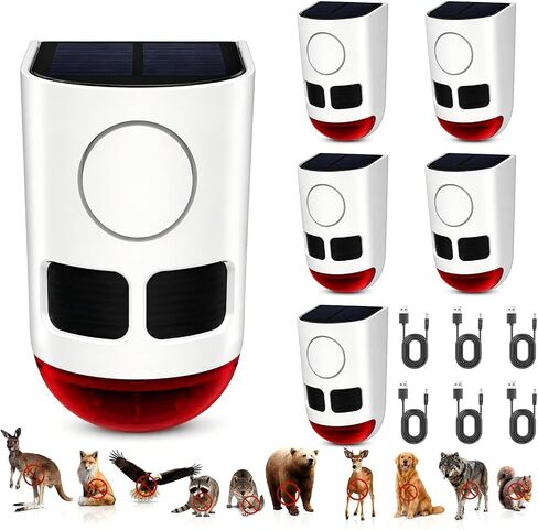 ChunHee Solar Motion Sensor Alarm Outdoor Dog Barking Alarm 4 Mode | 129dB Loud Sound Noise Maker IP65 Waterproof Motion Detector with Strobe Light for Yard Farm Garden 2 Pack in Saudi Arabia