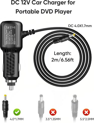DC 12V Car Charger for Sylvania Portable DVD Player 6.5ft Power Cord | Replacement Car Cigarette Lighter Power Cord for Sylvania/DBPOWER/UEME/HDJUNTUNKOR/DRJ,Dual Port USB Vehicle Power Cable in Saudi Arabia