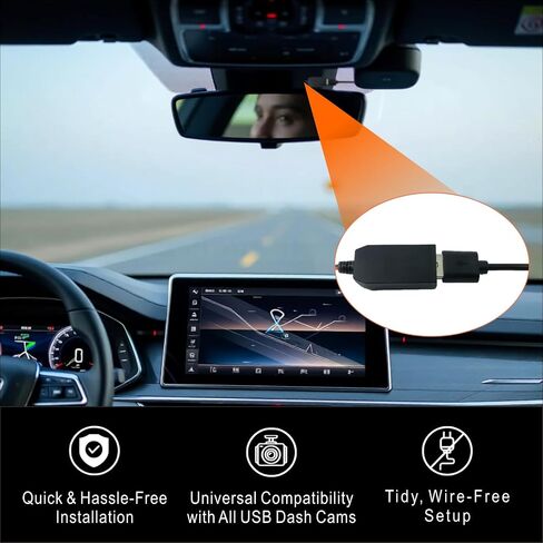 محول طاقة Dashcam (7 دبابيس من النوع B) - متوافق مع سيارات Nissan وMitsubishi وToyota وأكثر من ذلك، يتصل بمرآة الرؤية الخلفية، ومصدر طاقة USB مدمج in Kuwait