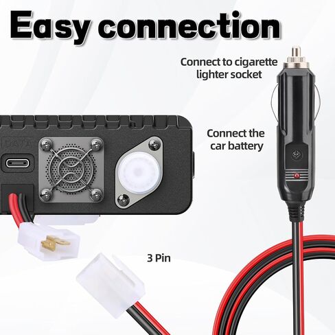 Mobile Transceiver Car Charger Cable Car Radios Power Cord CB Radio Accessories 12V DC Power Cigarette Lighter with LED Lights for Mobile Radio 5.6ft Long in Saudi Arabia