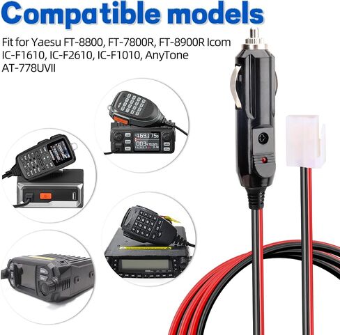 Mobile Transceiver Car Charger Cable Car Radios Power Cord CB Radio Accessories 12V DC Power Cigarette Lighter with LED Lights for Mobile Radio 5.6ft Long in Saudi Arabia