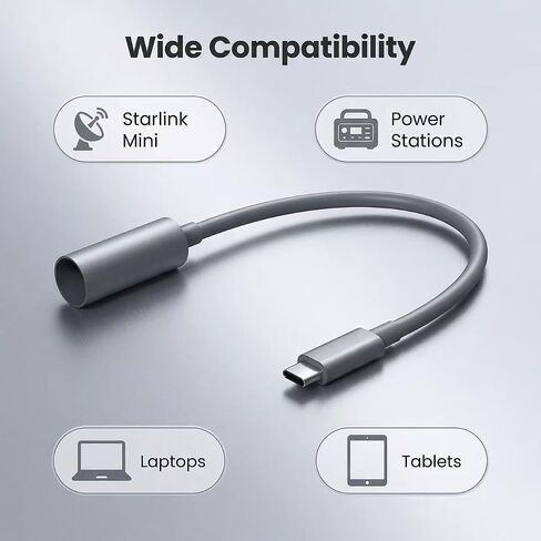 for Starlink Mini Type C to DC Adapter 20CM Waterproof Compatible with Original Starlink Mini USB C Power Cable 65W+ PD Source DC Power in Saudi Arabia