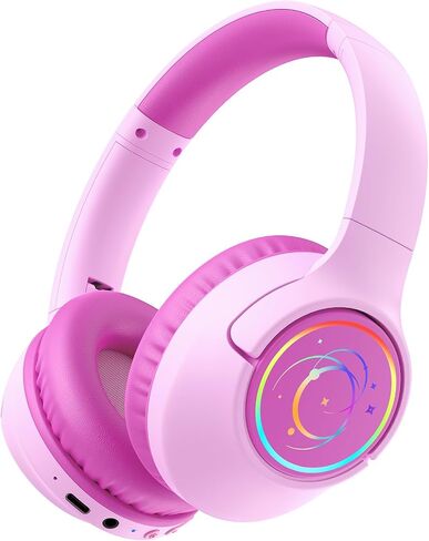 Kids Bluetooth Headphones with 85H Playtime for Toddler Boy, Blue with LED | Over Ear Wireless Headphones for Kids, 85/94dB Safe Volume Limit, Bluetooth 5.4 Built-in Mic for iPad Tablet Airplane Travel in Saudi Arabia