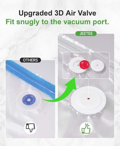 JEETEE 40 Pcs Reusable Vacuum Sealer Bags for Food BPA-Free（20S+15M+5L) | Upgrade Air Valve Leak-Proof Food Storage Bags, Compatible with Handheld Vacuum Sealers for Meal Prep, Freezer, Sous Vide in Kuwait