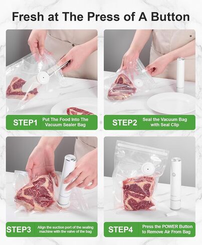 JEETEE 40 Pcs Reusable Vacuum Sealer Bags for Food BPA-Free（20S+15M+5L) | Upgrade Air Valve Leak-Proof Food Storage Bags, Compatible with Handheld Vacuum Sealers for Meal Prep, Freezer, Sous Vide in Kuwait