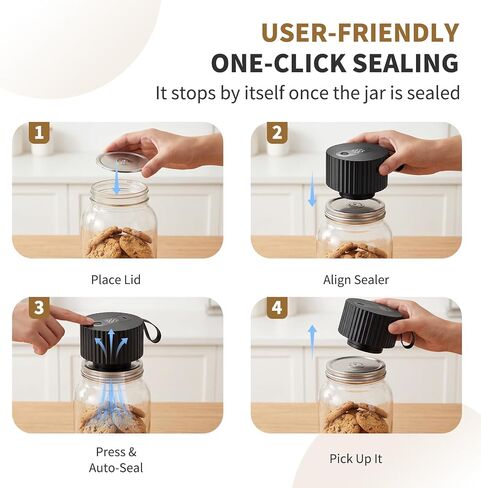 Mason Jar Vacuum Sealer Kit, Electric Sealer for Wide & Regular Mason Jars | Portable Vacuum Sealer for Jars, Birthday Gift for Her, Gifts for Mom, Grandma in Saudi Arabia