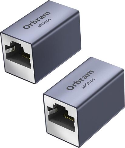 Orbram 2 Pack Ethernet Extender 10Gbps, UL Listed RJ45 Coupler Adapter for Cat8/Cat7/Cat6a/Cat6/Cat5 Cable, 328ft Long-Distance Connection, Female to Female Coupler, Aluminum Alloy Shell, Space Grey in Saudi Arabia