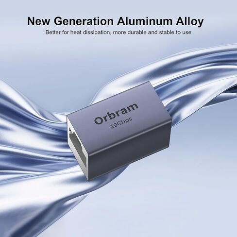 Orbram 2 Pack Ethernet Extender 10Gbps, UL Listed RJ45 Coupler Adapter for Cat8/Cat7/Cat6a/Cat6/Cat5 Cable, 328ft Long-Distance Connection, Female to Female Coupler, Aluminum Alloy Shell, Space Grey in Saudi Arabia