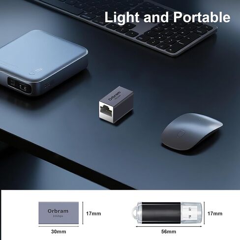 Orbram 2 Pack Ethernet Extender 10Gbps, UL Listed RJ45 Coupler Adapter for Cat8/Cat7/Cat6a/Cat6/Cat5 Cable, 328ft Long-Distance Connection, Female to Female Coupler, Aluminum Alloy Shell, Space Grey in Saudi Arabia