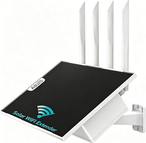 WiFi Extender Outdoor Solar Powered, WiFi Signal Booster E8 | 4 Antennas WiFi Repeater for Cameras,15W Solar & 27Ah Battery, Large Coverage for Yard, Farm, Garden, RV, Camping in Kuwait