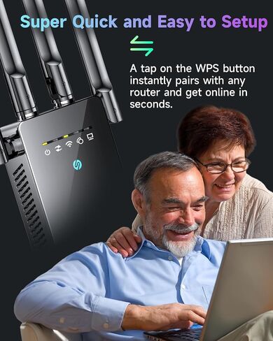 2026 New WiFi Extender Signal Booster, 14770 Sq.Ft WiFi Booster Extender for Home, Easy Setup Internet Extender WiFi Booster W/Ethernet Port, WiFi Repeater Compatible with 99% Routers, 5 Modes in Saudi Arabia
