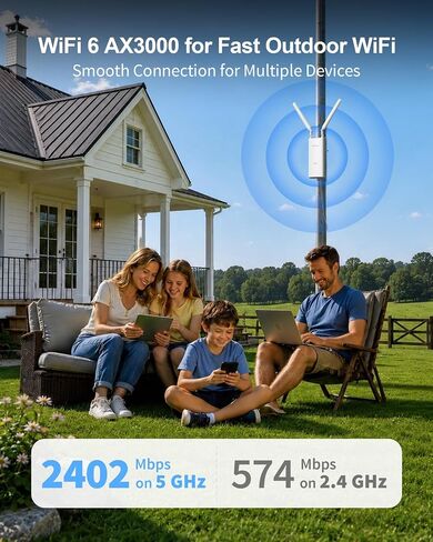 BrosTrend AX3000 Outdoor WiFi Extender Long Range, WiFi 6, Gigabit PoE WPA3 | Dual Band High Gain Antenna, IP65 Weatherproof WiFi Booster Compatible Starlink, Yard, Farm, RV etc. ESD Lightning Protection in Saudi Arabia