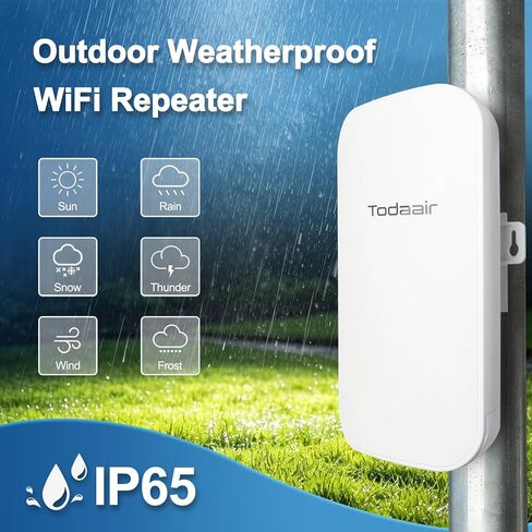 TODAAIR Outdoor WiFi Extender，WiFi Booster | AI Watchdog | Repeater&AP Mode｜IP65 Weatherproof | Up to 1200Mbps Dual Band WiFi Repeater | Covers Up to Least 3440 Sq. ft and 40+ Devices in Saudi Arabia