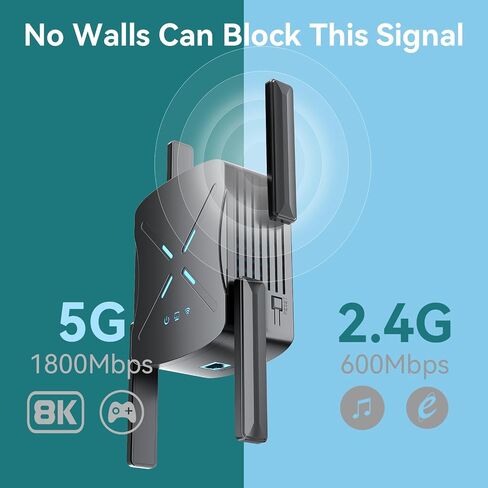معزز إشارة موسع WiFi 2026، موسع WiFi 6 أسرع 10 مرات، 18899 قدم مربع. مكرر الإنترنت للمنزل، موسع شبكة ثنائي النطاق، مضخم إشارة جهاز التوجيه اللاسلكي مع منفذ جيجابت إيثرنت، إعداد سهل in Kuwait