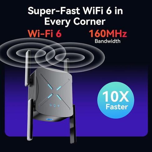 معزز إشارة موسع WiFi 2026، موسع WiFi 6 أسرع 10 مرات، 18899 قدم مربع. مكرر الإنترنت للمنزل، موسع شبكة ثنائي النطاق، مضخم إشارة جهاز التوجيه اللاسلكي مع منفذ جيجابت إيثرنت، إعداد سهل in Kuwait