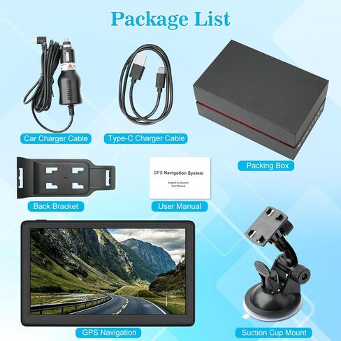 GPS Navigator للسيارة - نظام ملاحة GPS للسيارة مقاس 7 بوصات مع 2026 خريطة، تحديثات مجانية مدى الحياة، توجيه صوتي وكاميرا السرعة/تنبيهات الضوء الأحمر، توجيه مخصص للشاحنات لـ 7 سائقين تجاريين للمركبات in Kuwait