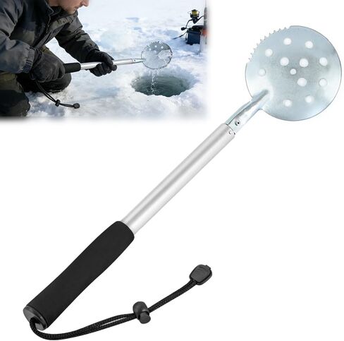 Retractable Ice Fishing Scoop Skimmer, Metal Telescopic Icebreaker Scooper, Long Length Adjustable Large Spoon with Extendable Handle, Portable Ice Fish Gear Equipment in Saudi Arabia