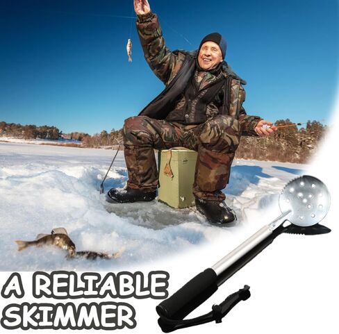 Retractable Ice Fishing Scoop Skimmer, Metal Telescopic Icebreaker Scooper, Long Length Adjustable Large Spoon with Extendable Handle, Portable Ice Fish Gear Equipment in Saudi Arabia