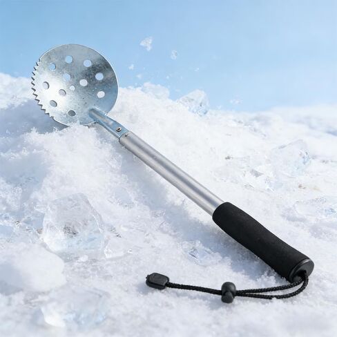 Retractable Ice Fishing Scoop Skimmer, Metal Telescopic Icebreaker Scooper, Long Length Adjustable Large Spoon with Extendable Handle, Portable Ice Fish Gear Equipment in Saudi Arabia