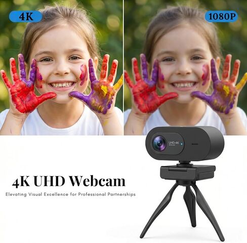 4K Webcam with Microphone, UHD Ultra-HD Computer Camera with Privacy Cover & Noise-Canceling Mic, 100° Wide Angle, USB Plug & Play Pro Desktop Web Cam for Zoom, Skype, Teams, Streaming in Saudi Arabia