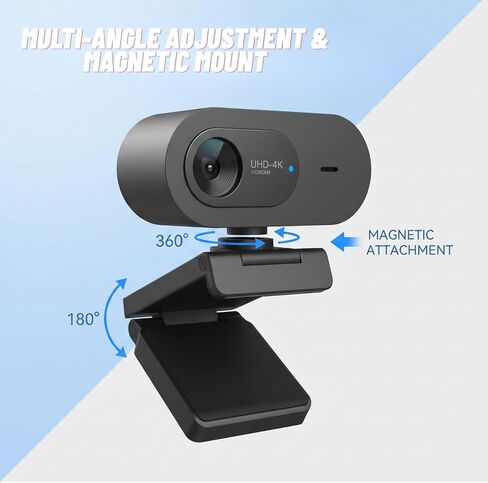 4K Webcam with Microphone, UHD Ultra-HD Computer Camera with Privacy Cover & Noise-Canceling Mic, 100° Wide Angle, USB Plug & Play Pro Desktop Web Cam for Zoom, Skype, Teams, Streaming in Saudi Arabia