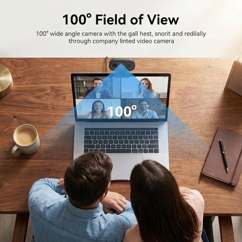 4K Webcam with Microphone, UHD Ultra-HD Computer Camera with Privacy Cover & Noise-Canceling Mic, 100° Wide Angle, USB Plug & Play Pro Desktop Web Cam for Zoom, Skype, Teams, Streaming in Saudi Arabia