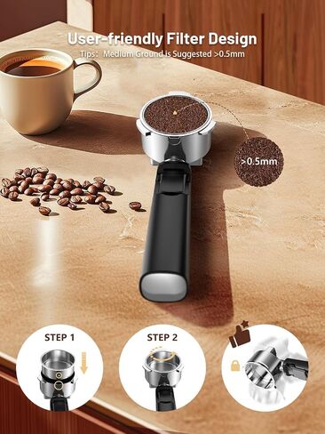 20 Bar Espresso Coffee Machine with Rapid Cold Brew Tech, Milk Frother, Touch Screen Control, Compact Water Tank, Ideal for Lattes, Cappuccinos, Americano, Home & Office(Sliver) in Saudi Arabia