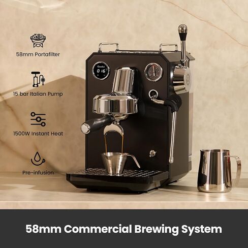 Gemilai G3006 Espresso Machine with Conical Burr Grinder Set - Professional Home Barista Bundle with PID Temp Control & 60 Grind Settings - Perfect for Lattes, Cappuccinos & Beginner Latte Art in Saudi Arabia