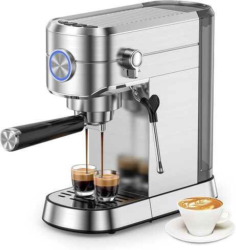 Electactic Espresso Machine 20 Bar, Compact Espresso Coffee Maker with Steam Milk Frother, Stainless Steel Coffee Machine with 34oz Removable Water Tank for Cappuccino, Latte in Saudi Arabia