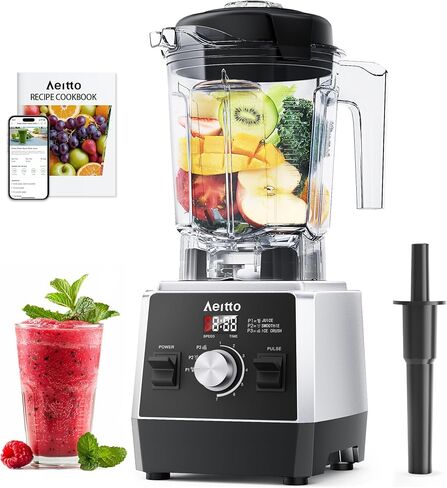 Aeitto Blenders for Kitchen 1800W Professional Countertop Blender, 68Oz Large Capacity Smoothie Blender with 3 Programs & 7 Speeds for Smoothies, Ice Crush, Frozen Drinks, Black in Saudi Arabia
