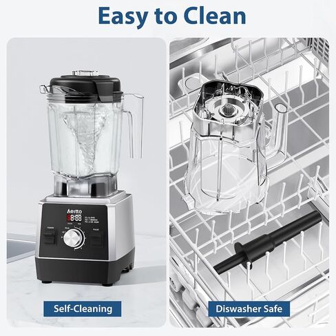 Aeitto Blenders for Kitchen 1800W Professional Countertop Blender, 68Oz Large Capacity Smoothie Blender with 3 Programs & 7 Speeds for Smoothies, Ice Crush, Frozen Drinks, Black in Saudi Arabia