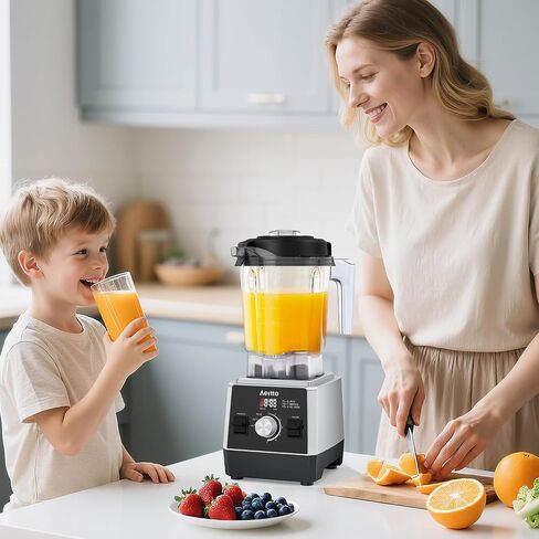 Aeitto Blenders for Kitchen 1800W Professional Countertop Blender, 68Oz Large Capacity Smoothie Blender with 3 Programs & 7 Speeds for Smoothies, Ice Crush, Frozen Drinks, Black in Saudi Arabia