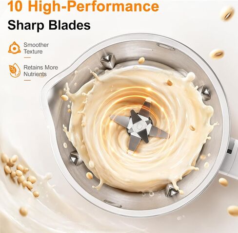 8-in-1 Nut Milk Maker Multi-Functional Soy Milk Maker with Large Touch Display for Nuts, Oat, Soy, Juice & Smoothie, Large Capacity Blender 12H Delay/Keep Warm/Self Cleaning, White in Kuwait