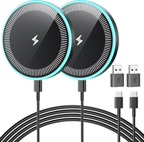 Wireless Charger 2Pack 6FT Samsung Magnetic MagSafe Fast Charging Pad | with USB-C/A Ports for Samsung Galaxy S25 Ultra/S24 FE/S23 Ultra/S22/S21/Z Google Pixel 9-7 | Strong Magnet Technology in Saudi Arabia