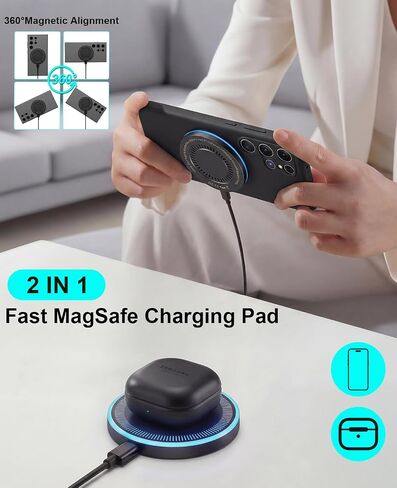 Wireless Charger 2Pack 6FT Samsung Magnetic MagSafe Fast Charging Pad | with USB-C/A Ports for Samsung Galaxy S25 Ultra/S24 FE/S23 Ultra/S22/S21/Z Google Pixel 9-7 | Strong Magnet Technology in Saudi Arabia