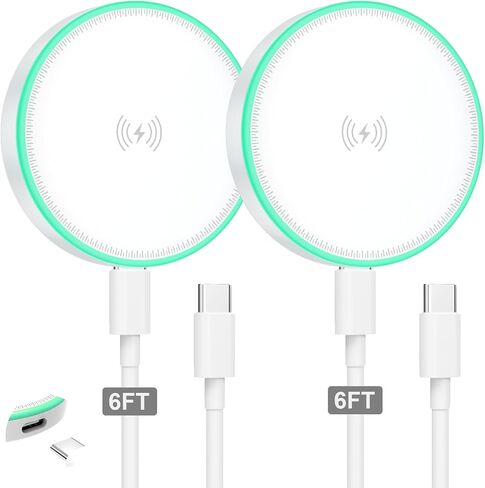MagSafe Charger 2Pack 15W Magnetic Wireless Charger Fast Charging Pad with 6FT USB C to USB C Cable Compatible with iPhone 17/16/15/14/13/12 Series & AirPods 4/3/2/Pro | Strong Magnet Technology in Kuwait