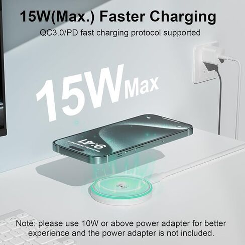 MagSafe Charger 2Pack 15W Magnetic Wireless Charger Fast Charging Pad with 6FT USB C to USB C Cable Compatible with iPhone 17/16/15/14/13/12 Series & AirPods 4/3/2/Pro | Strong Magnet Technology in Kuwait