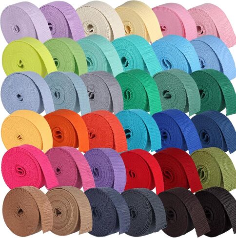 36 Rolls Heavy Cotton Webbing,118.8 Yard 1 inch Webbing Strap | 36 Colors Cotton Webbing for Bag Leash Straps Crafting DIY,Durable Webbing for Sewing,Crafts Accessories Supplies in Saudi Arabia