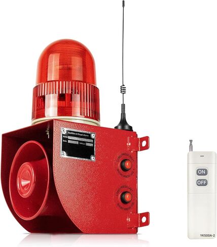 Outdoor Security Siren Alarm 1.24 Mile Range Wireless 120dB Loud Waterproof Emergency Alarms with Strobe Light Adjustable Siren Sounds AC110-120V in Saudi Arabia