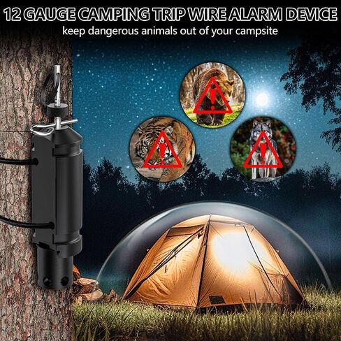 2 Pack Perimeter Trip Alarm-12 Gauge Camping Trip Wire Alarm Device for Outdoor and Property Safety/Bear Deterrent (Black) in Saudi Arabia