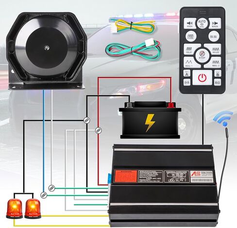 Police Car Emergency Siren Pa System for Truck Firefighter Vehicles | 20 Tones 200W 118-130DB Wireless Remote with Handheld Microphone Speaker Ambulance in Saudi Arabia