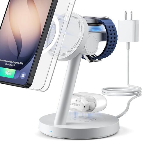 KPON for Samsung 3 in 1 Charging Station, Magnetic Wireless Charger Stand for MagSafe for Samsung Galaxy S26 Ultra/S25/Z Fold7/Flip7, Phone Watch Charger Dock for Galaxy Watch Ultra/8/7 and Buds in Saudi Arabia