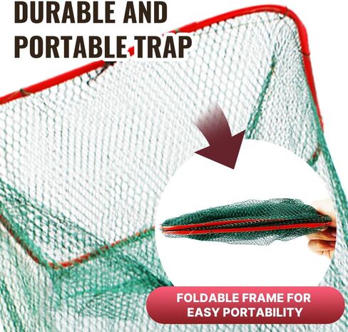 2 Pack Foldable Fishing Bait Trap Nets for Minnows and Crawfish | Featuring Dual Funnel Entrances Main Zippered Opening and Portable Mesh Design for Shrimp Bait Fish in Freshwater Collection in Saudi Arabia